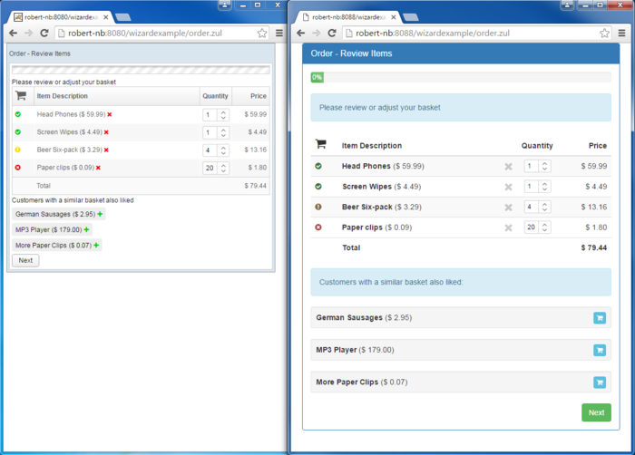original style (left) <-> after bootstrap makeover (right)